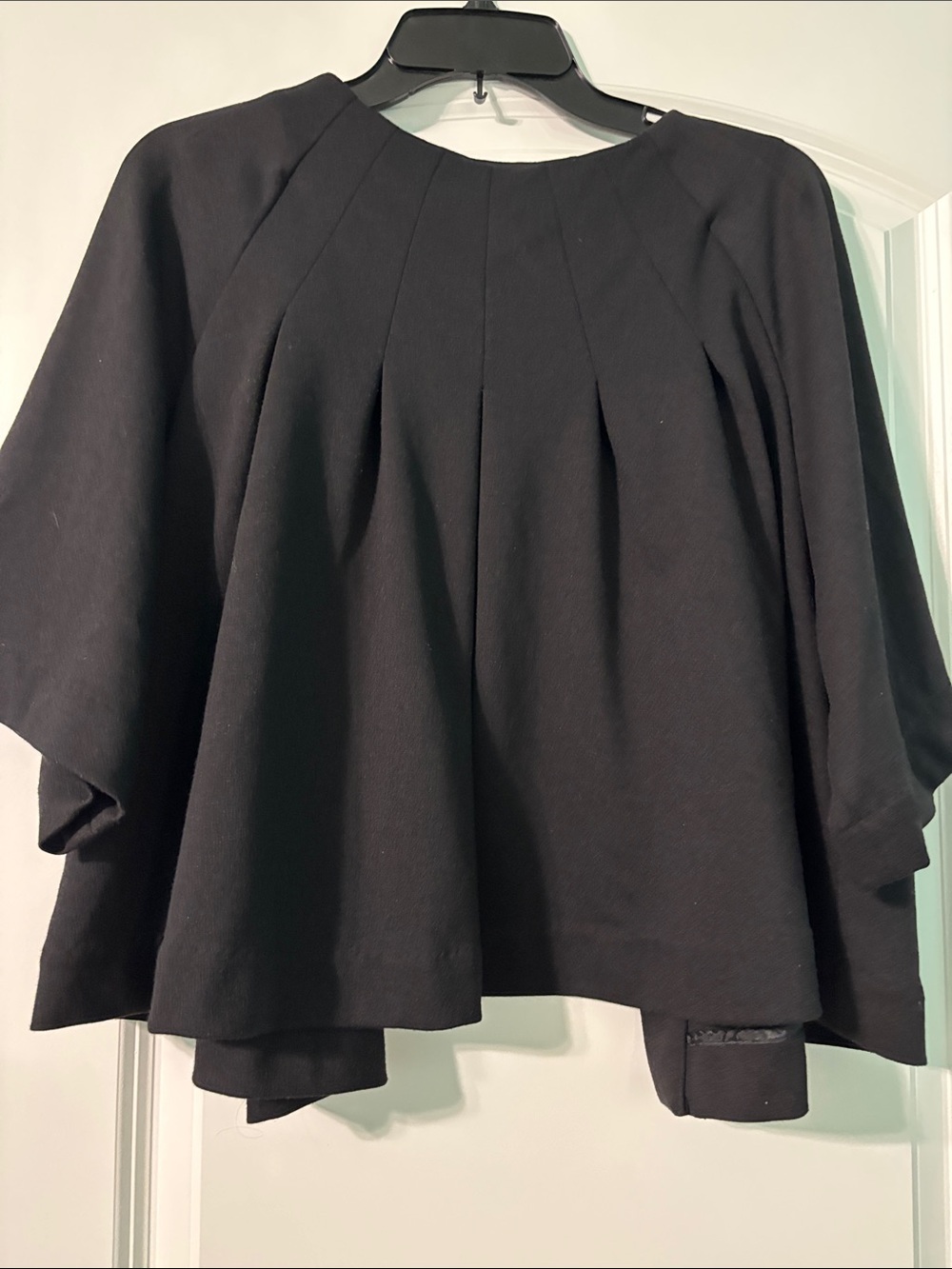 attention Black Pleated Open-Front Cropped Jacket - Picture 6 of 6